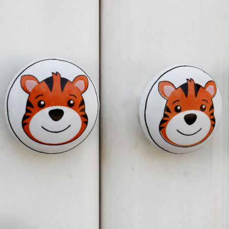 Tiger Face Flat Ceramic Knob